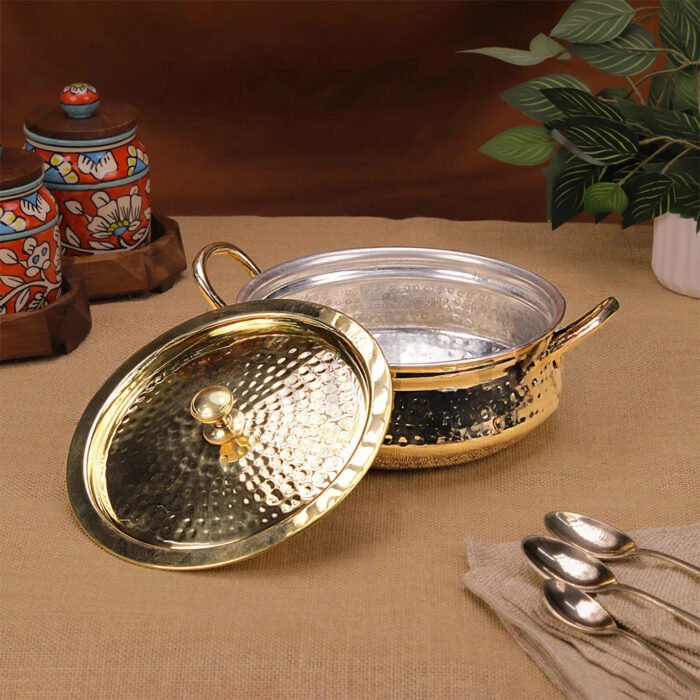 Brass Handi with Lid - Traditional Cookware for Biryani & Slow Cooking