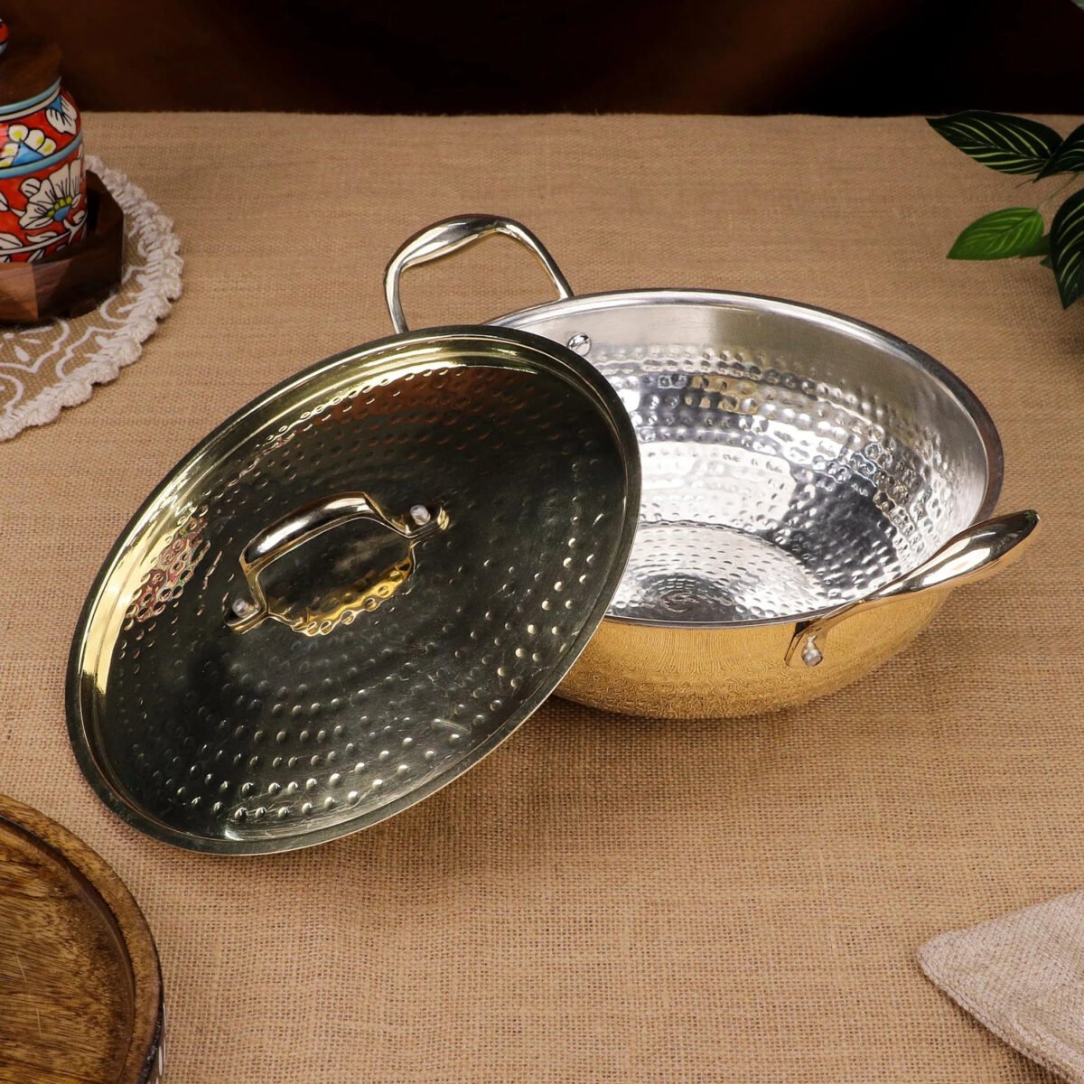 Brass Kadai with Kalai and Lid