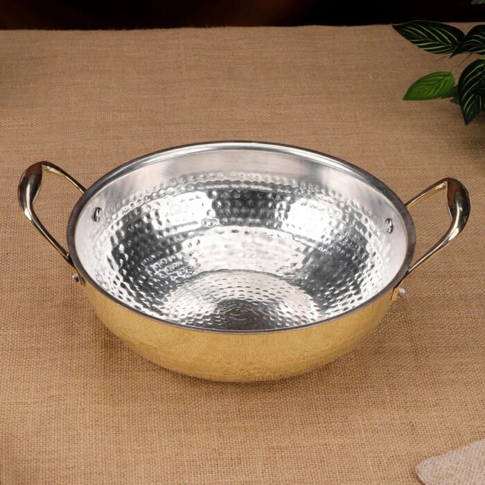 Brass Kadai with Kalai and Lid - Traditional Brass Cookware for Curries, Snacks & Frying - Image 5