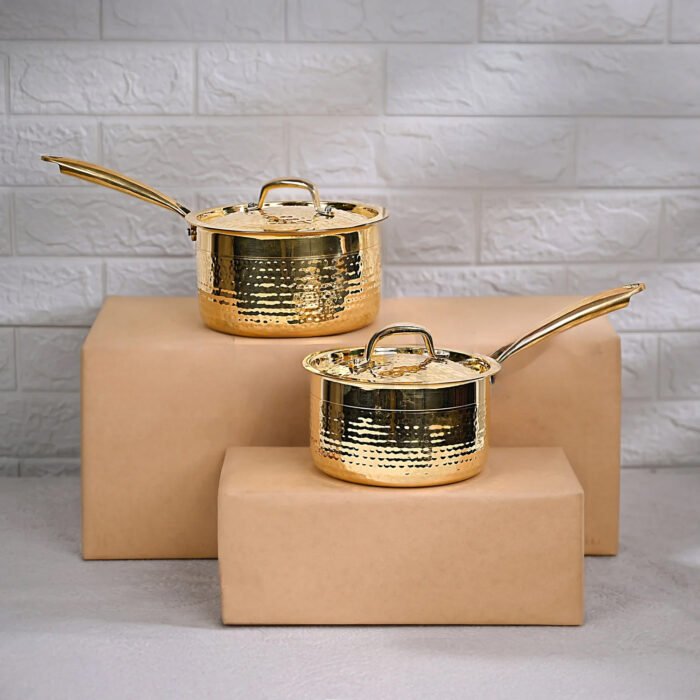Brass Sauce Pan with Lid - Traditional Kalai-Coated Brass Cookware for Tea, Sauces & Soups - Image 8