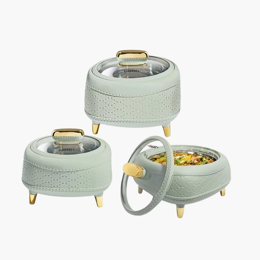 Jaypee Kingston Klass Insulated Casserole Set with Glass Lid | Set of 3 Pcs - Image 3