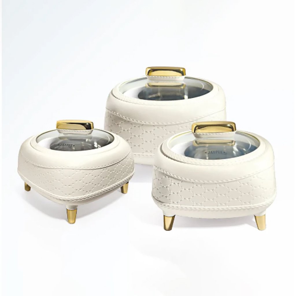 Jaypee Kingston Klass Insulated Casserole Set with Glass Lid | Set of 3 Pcs