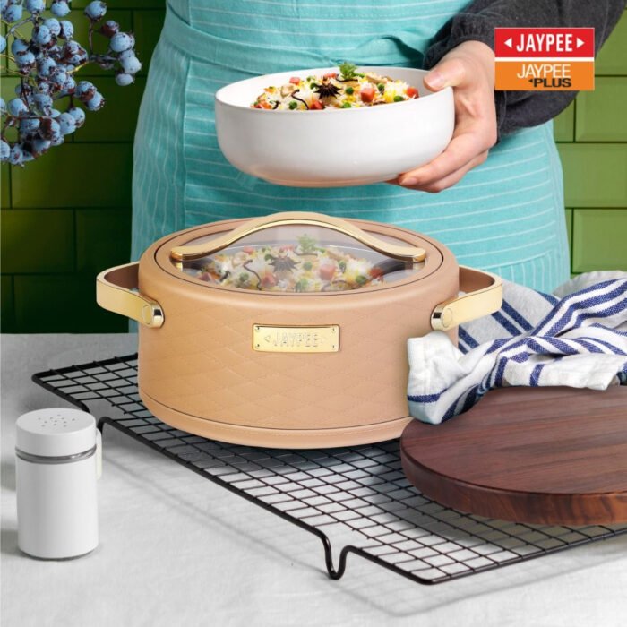 Jaypee Luxura Klass Casserole 3 Piece Set | Insulated Stainless Steel Serveware with Toughened Glass Lockable Lids | Keep Food Hot & Fresh - Image 3