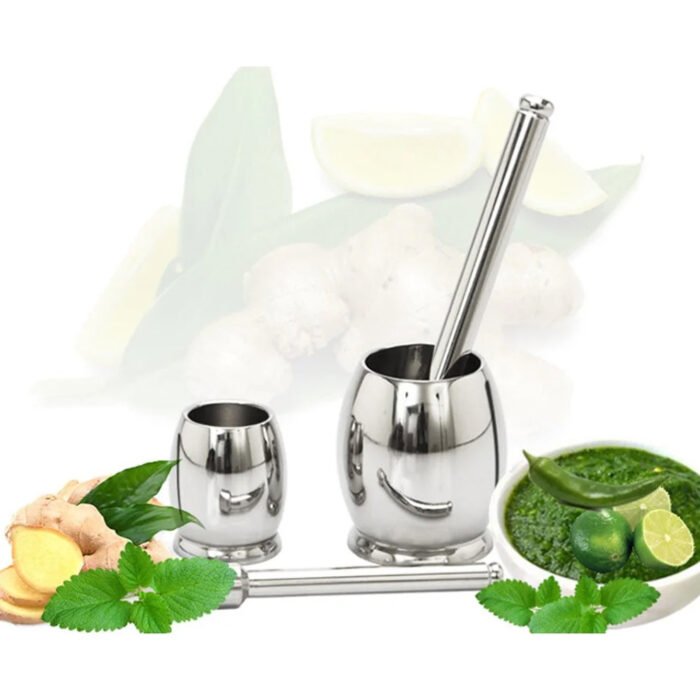 Toral Dholak Shape Stainless Steel Khalbatta | Mortar & Pestle | Silver | 1 Pc - Image 5
