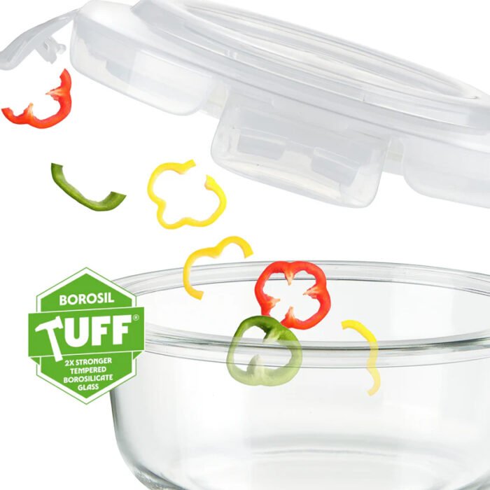 Borosil Blue Glass Lunchbox Set | 3 Round Containers (400ml) | Leak-Proof Borosilicate Glass with Stylish Carry Bag - Image 8