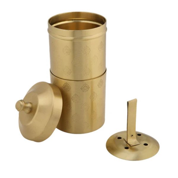 LaCoppera Antique Gold Brass Coffee Filter Set | Coffee Dabra Cup and Bowl Set | Set of 5 Pcs - Image 2