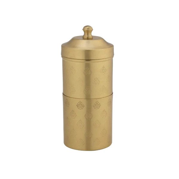 LaCoppera Antique Gold Brass Coffee Filter Set | Coffee Dabra Cup and Bowl Set | Set of 5 Pcs - Image 3