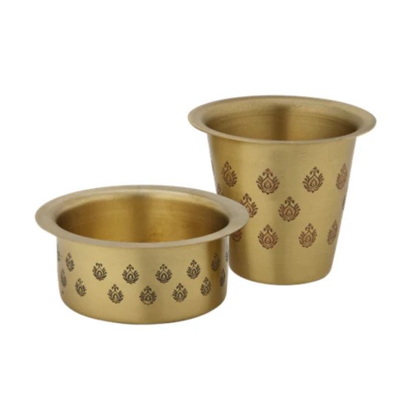 LaCoppera Antique Gold Brass Coffee Filter Set | Coffee Dabra Cup and Bowl Set | Set of 5 Pcs - Image 6