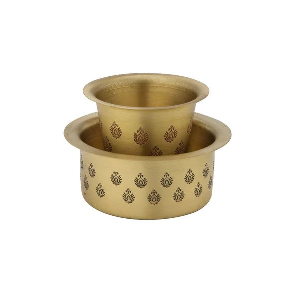 LaCoppera Antique Gold Brass Coffee Filter Set | Coffee Dabra Cup and Bowl Set | Set of 5 Pcs - Image 5
