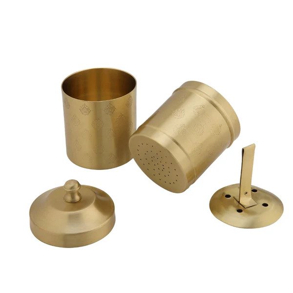 LaCoppera Antique Gold Brass Coffee Filter Set | Coffee Dabra Cup and Bowl Set | Set of 5 Pcs - Image 4