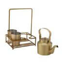 LaCoppera Premium Brass Tea Set – 2 Glasses & Kettle with Stand | Classic Cutting Chai Style | Set of 4 Pcs