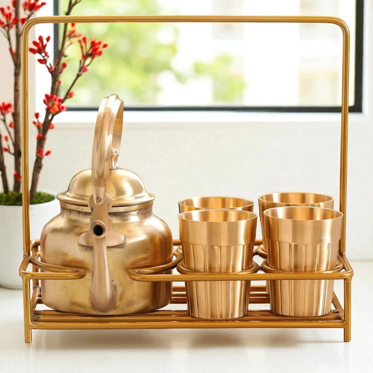 LaCoppera Premium Brass Tea Set Glasses