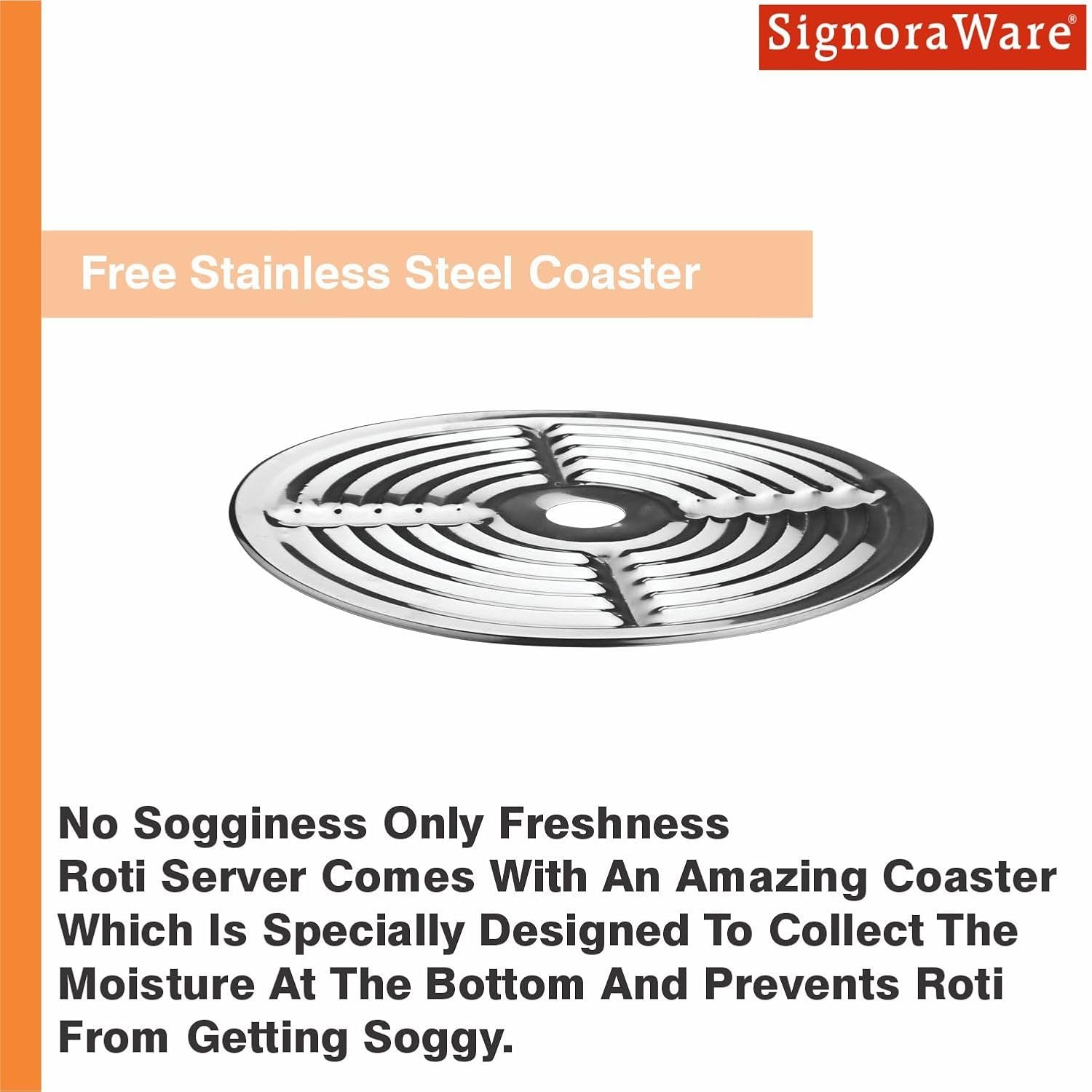 Signoraware Casserole Serving Bowl Container with Coaster, Insulated Stainless Steel with Insulated Steel Lid | Stainless Steel Casserole (1500ml) - Image 7