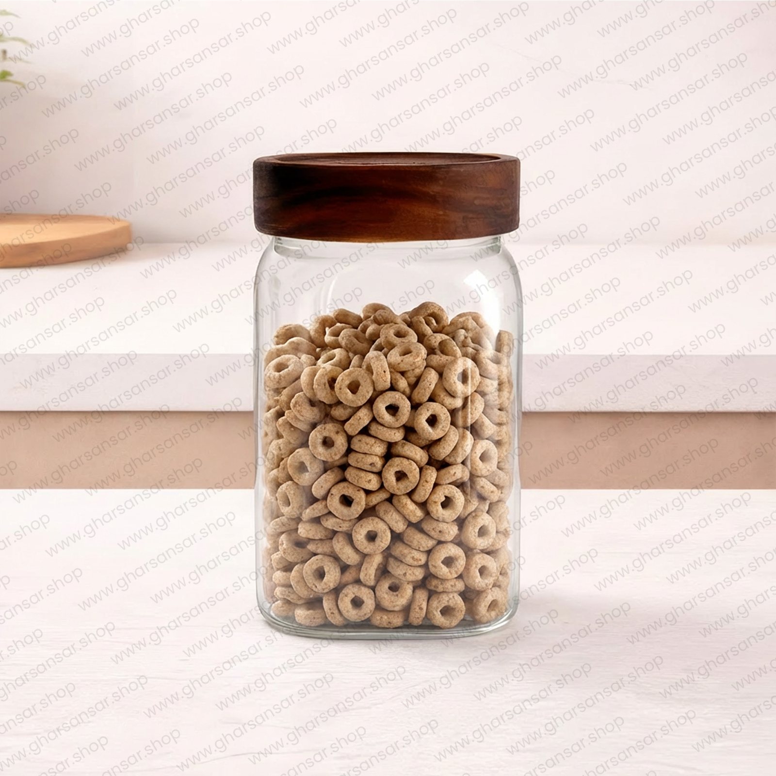 Square Borosilicate Glass Storage Jar 1000ml
