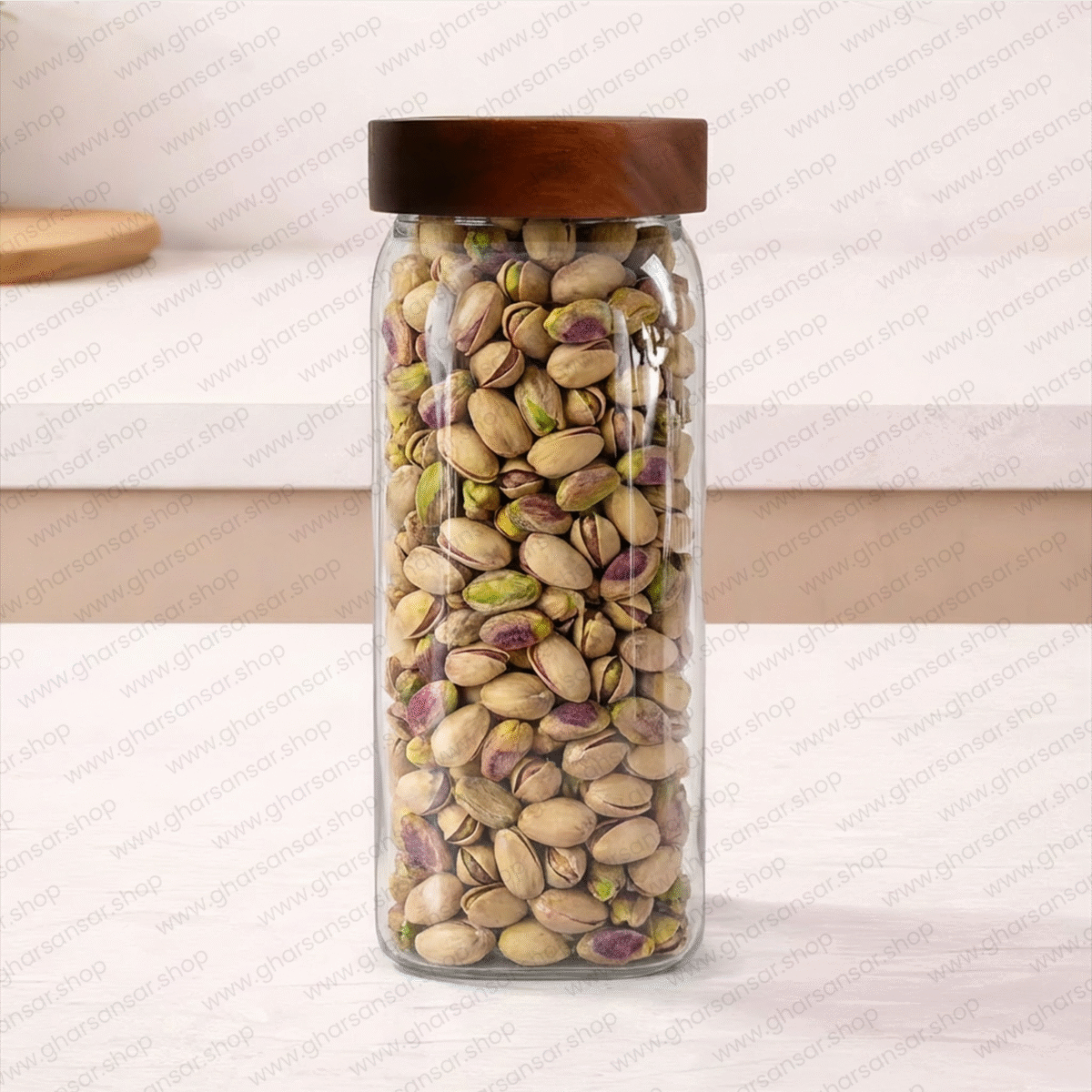 Square Borosilicate Glass Storage Jar 1600ml