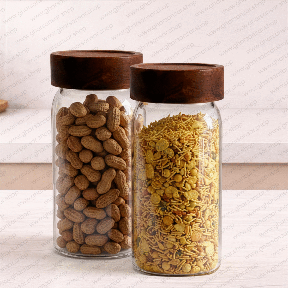 Square Borosilicate Glass Storage Jar Tall 600ml