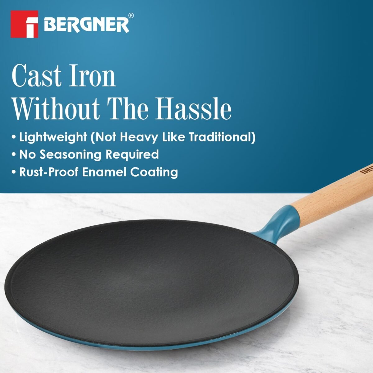 Excalibur Light Cast Iron Roti Tawa 26cm - Induction Bottom