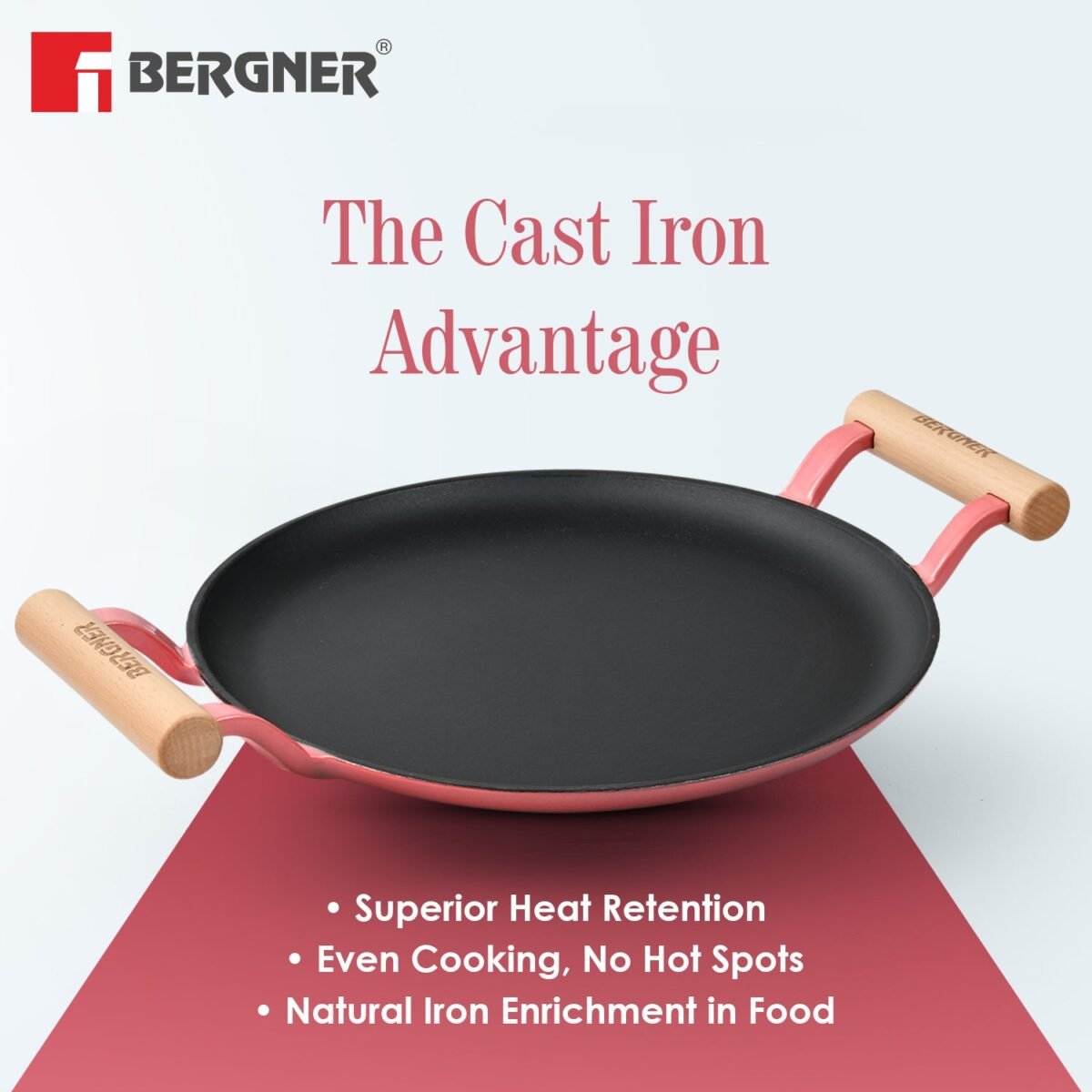 Excalibur Light Cast Iron Dosa Tawa with Double Sided Handle