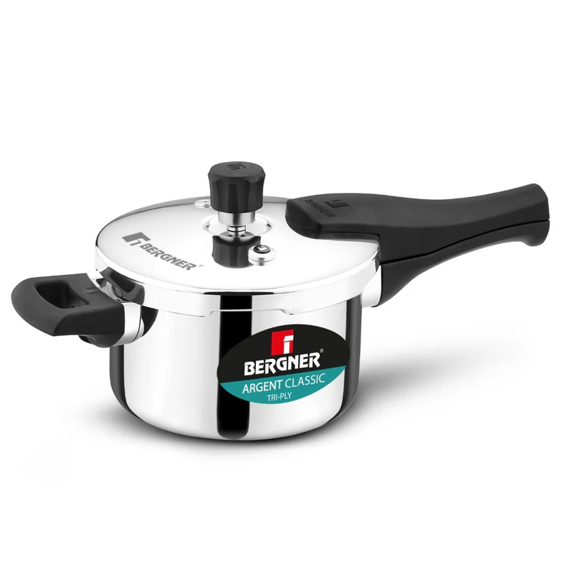 Bergner Argent Classic Triply Pressure Cooker 1.5L | Stainless Steel Cooker