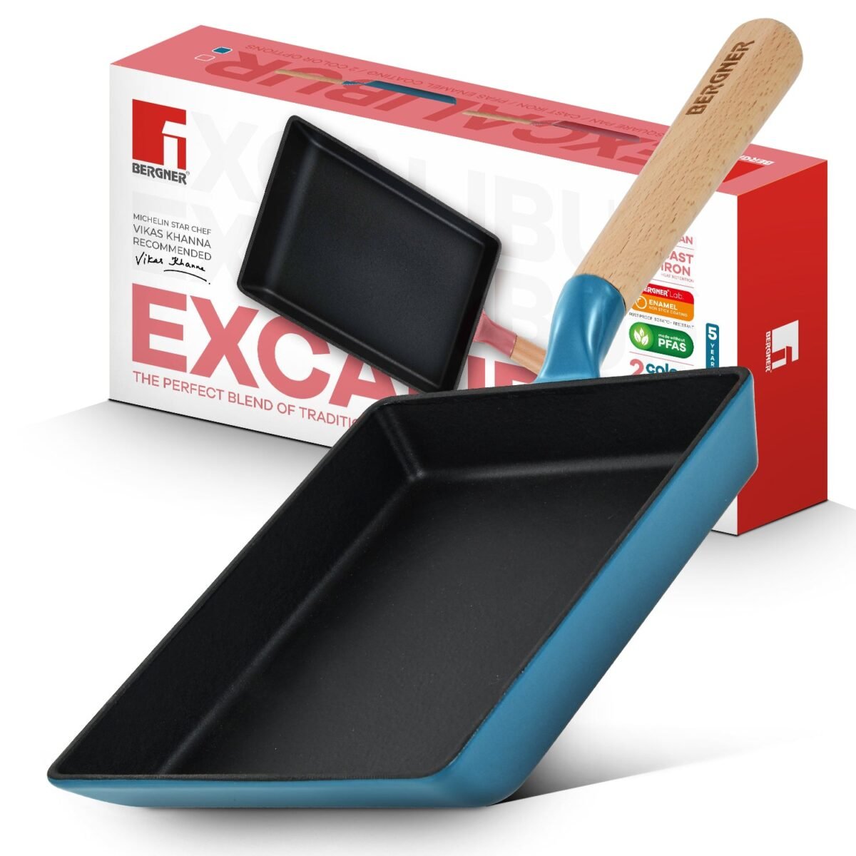 Excalibur Light Cast Iron 23x18cm Square Pan - Induction Bottom