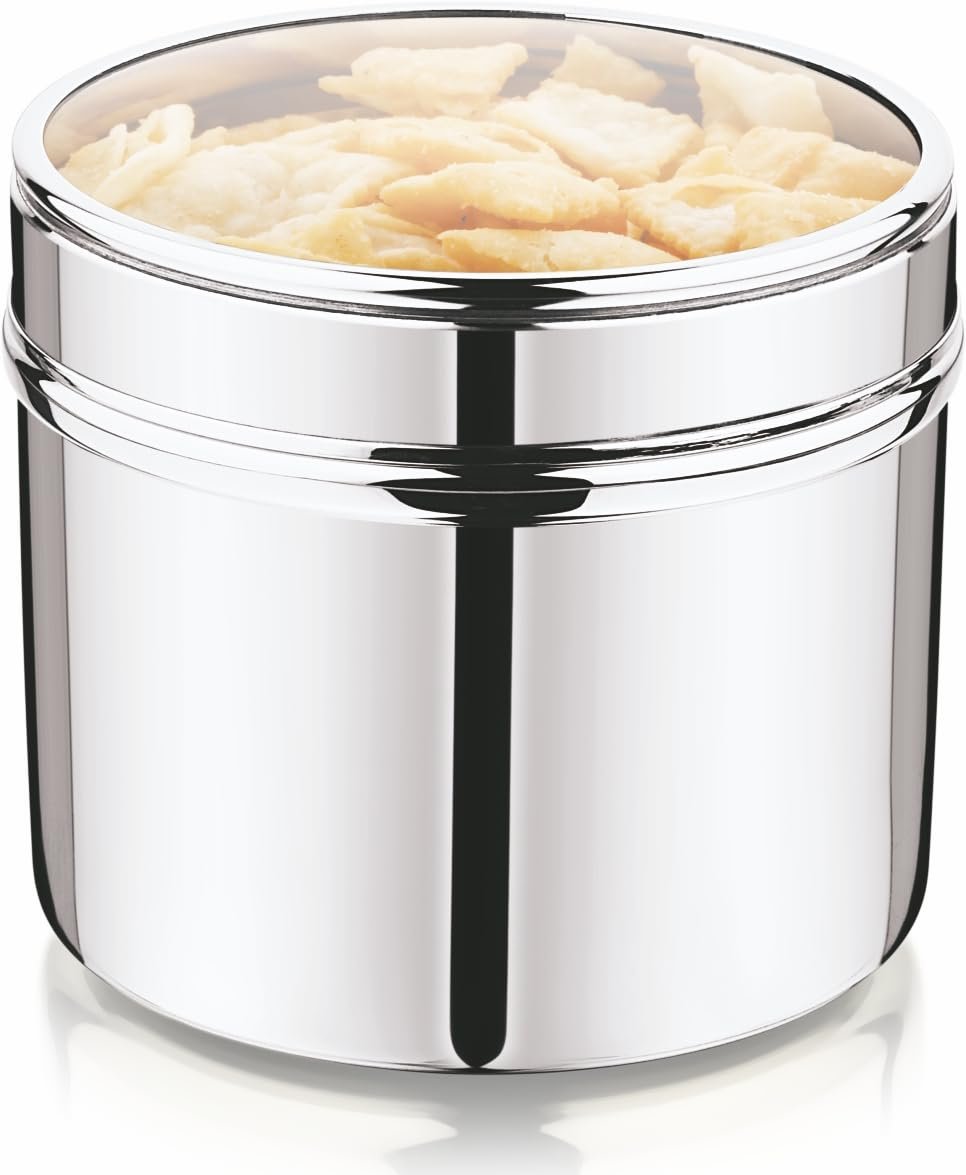 Mukti Stainless Steel Food Storage Jars & Containers|Snacks Dabba|Nasta Box See Through Lid|