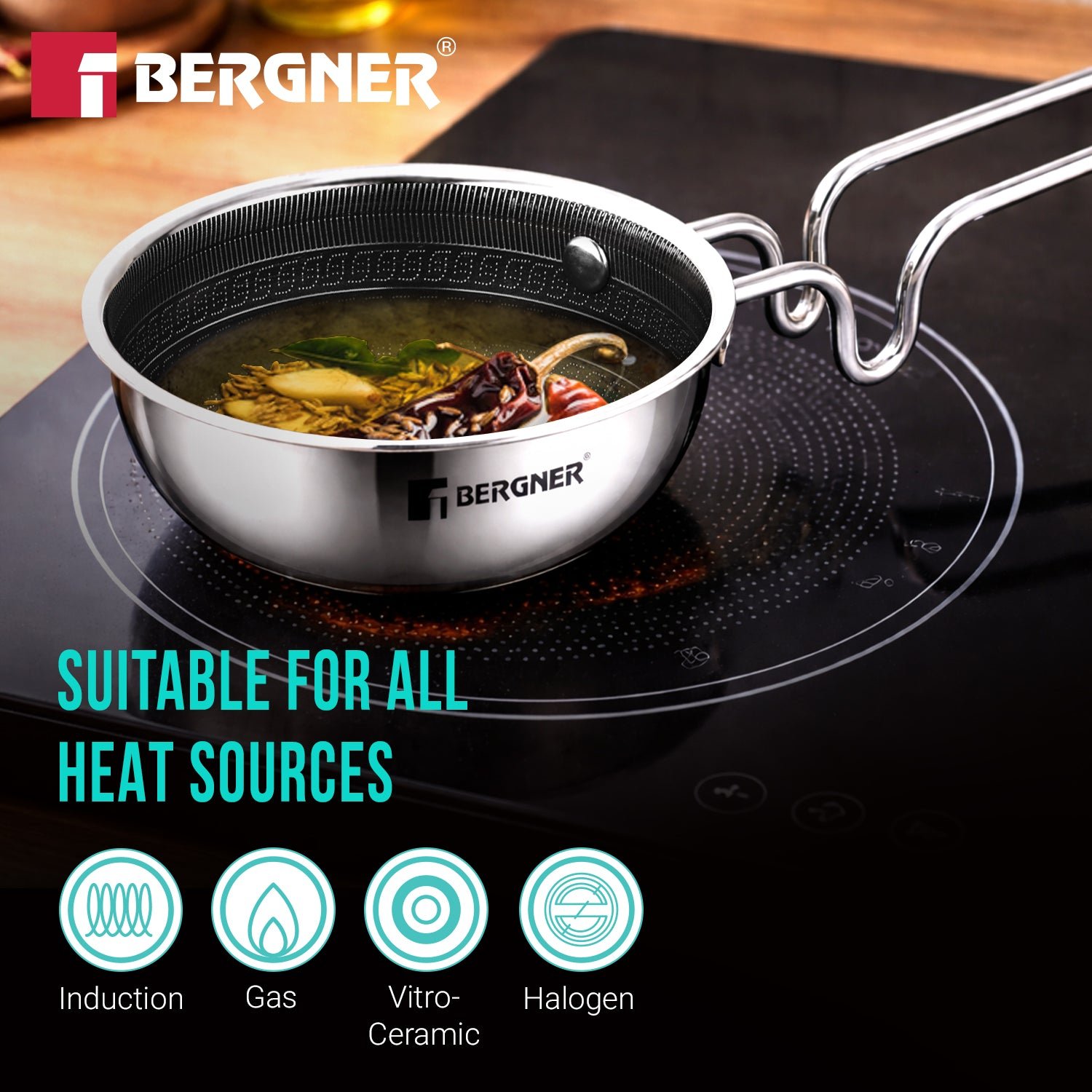 Bergner Hitech Giro Triply Stainless Steel Tadka Pan 12cm - Image 6
