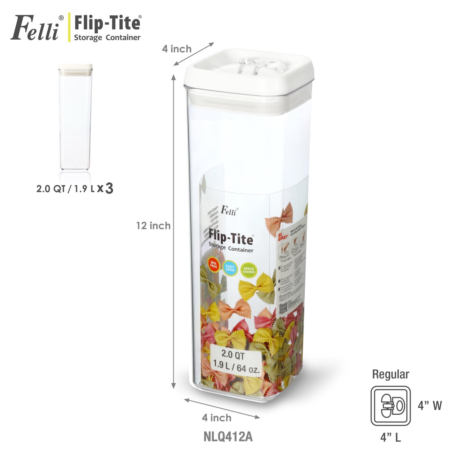 Felli Flip Tite 4" Regular-Tall 3pk Set - Image 3