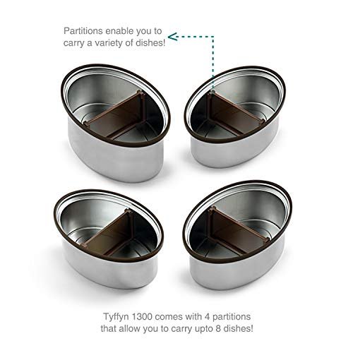 VAYA TYFFYN Jumbo 1300 ml Stainless Steel Lunch Box Without BagMat for Office, Vacuum Insulated Hot Tiffin, Spill-Resistant, 4 Containers with Compartments, Graphite Brown - Image 7