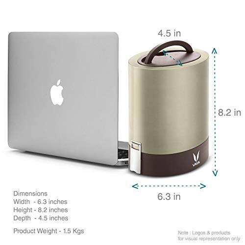 VAYA TYFFYN Jumbo 1300 ml Stainless Steel Lunch Box Without BagMat for Office, Vacuum Insulated Hot Tiffin, Spill-Resistant, 4 Containers with Compartments, Graphite Brown - Image 5