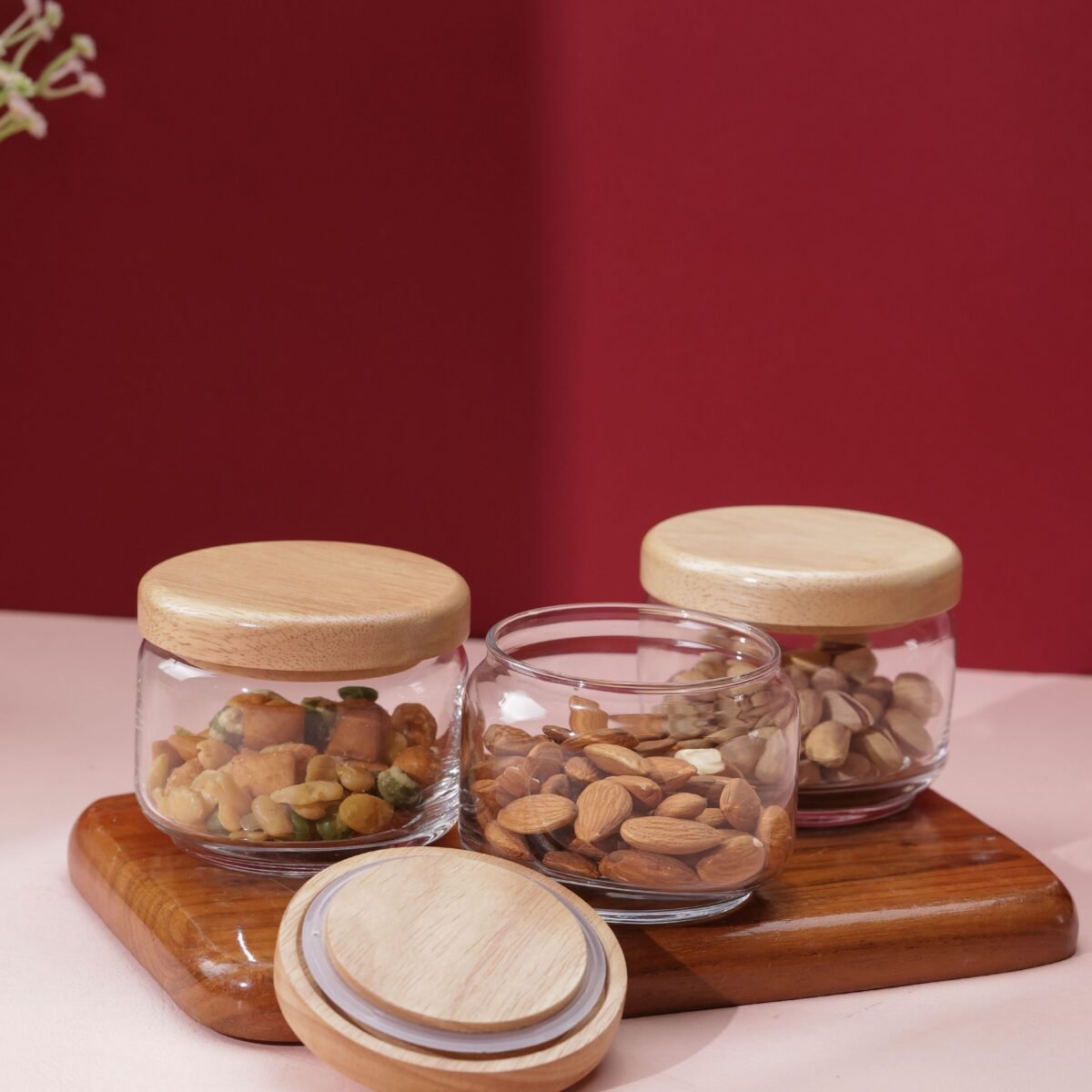 Pop Jars with Wooden Lid, Set of 6