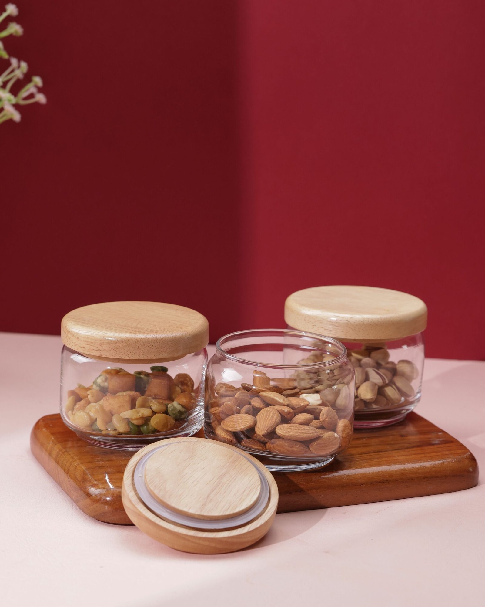 Pop Jars with Wooden Lid, Set of 6