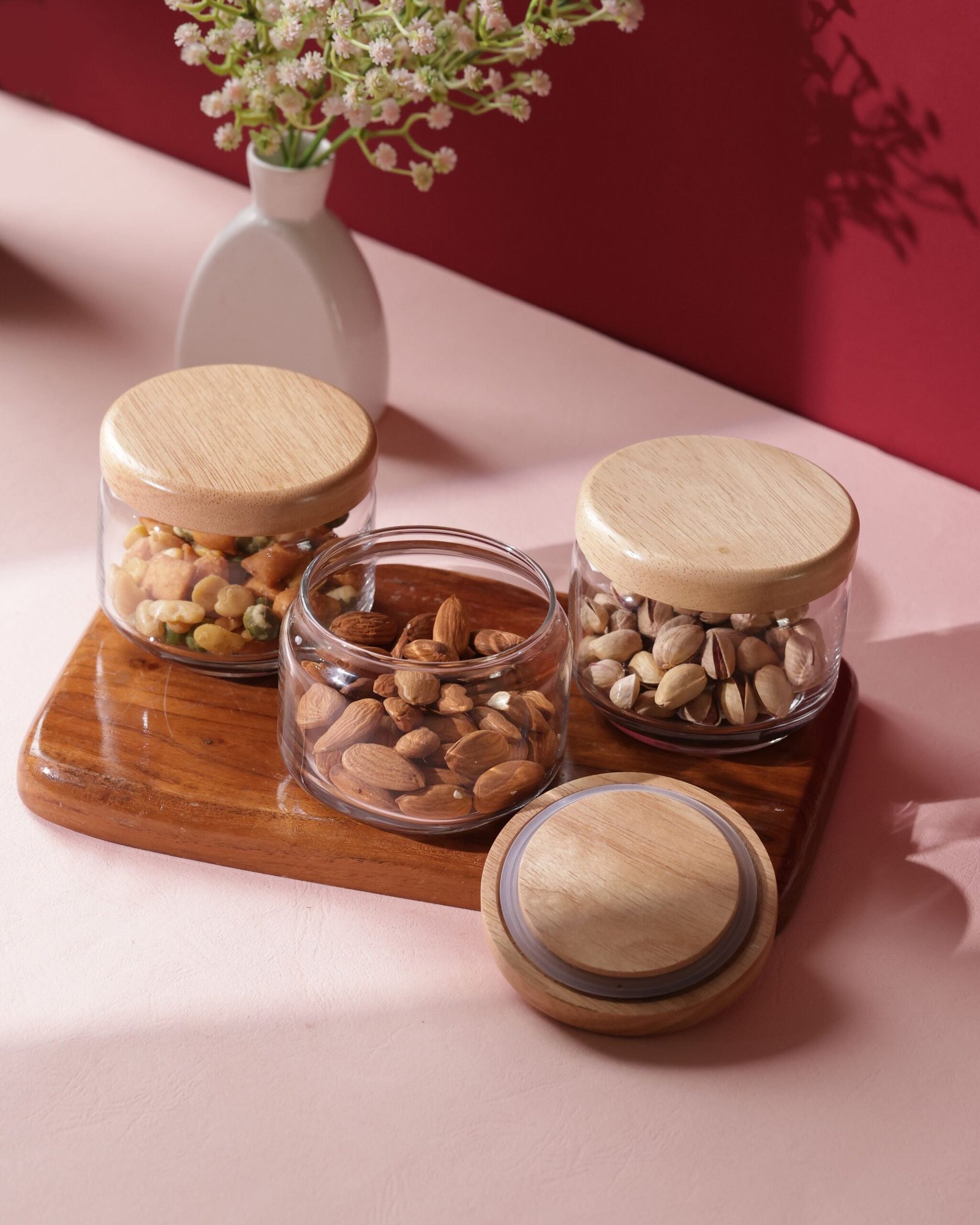 Pop Jars with Wooden Lid, Set of 6 - Image 2