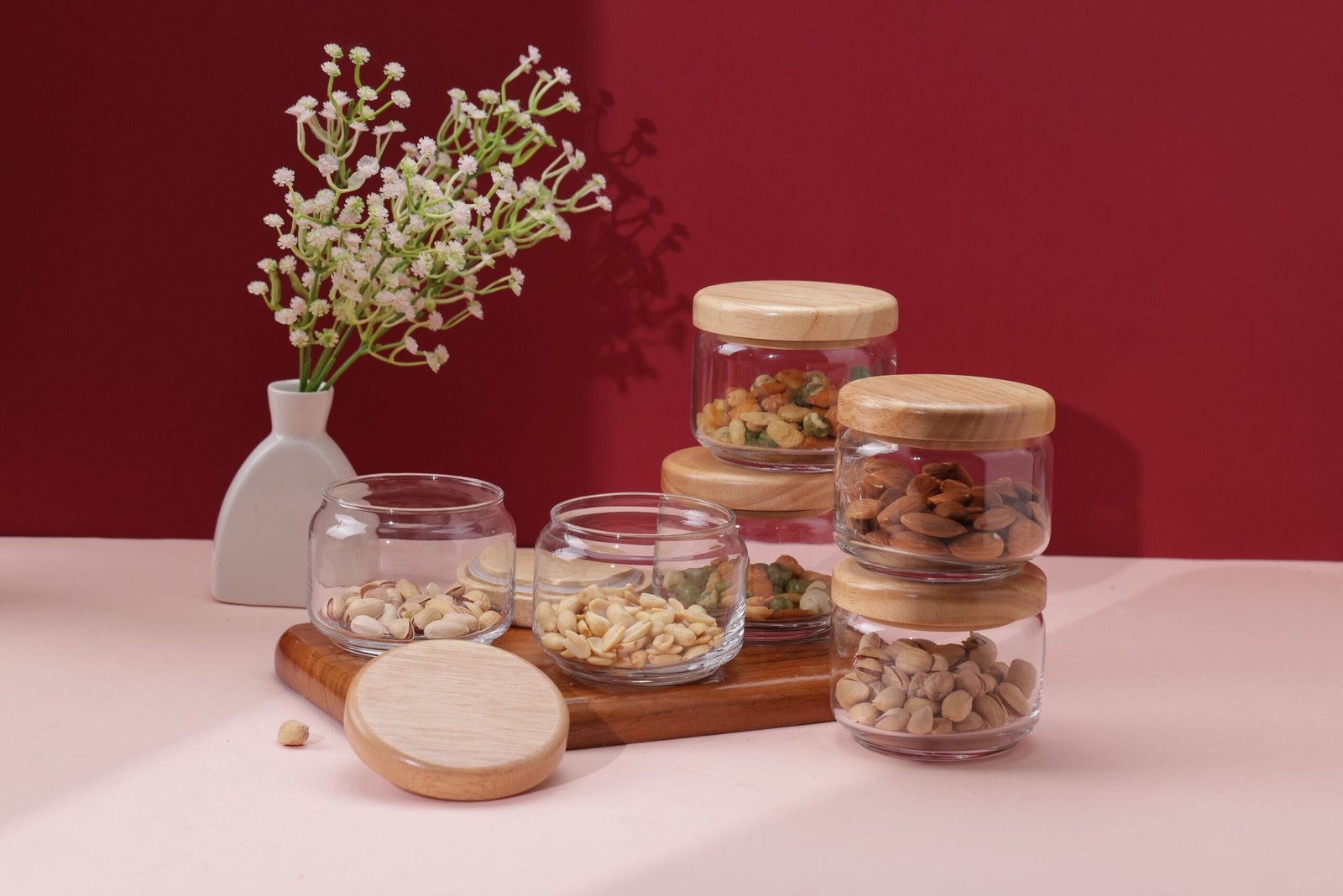 Pop Jars with Wooden Lid, Set of 6 - Image 3