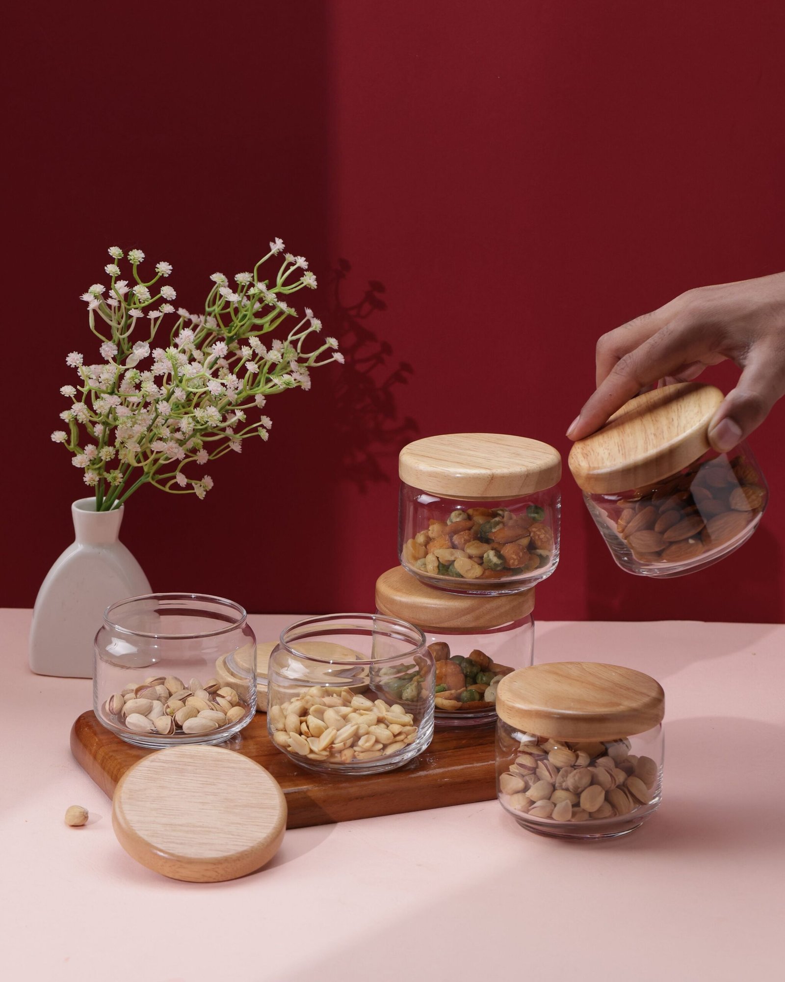 Pop Jars with Wooden Lid, Set of 6 - Image 4