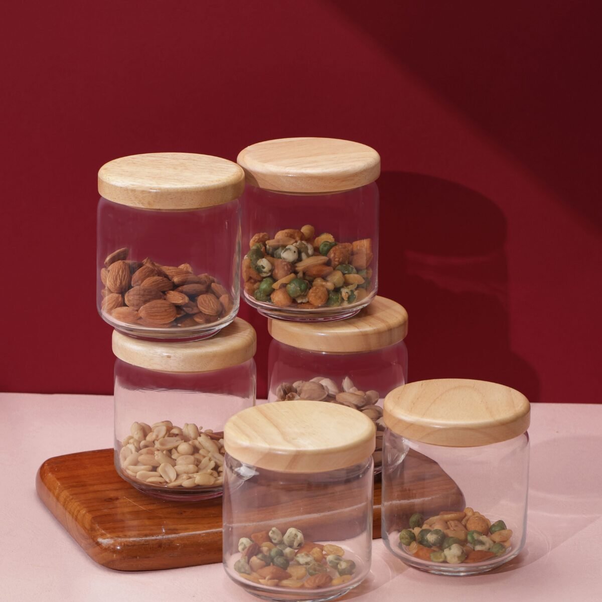 Pop Jars with Wooden Lid, 500ml (Set of 6)