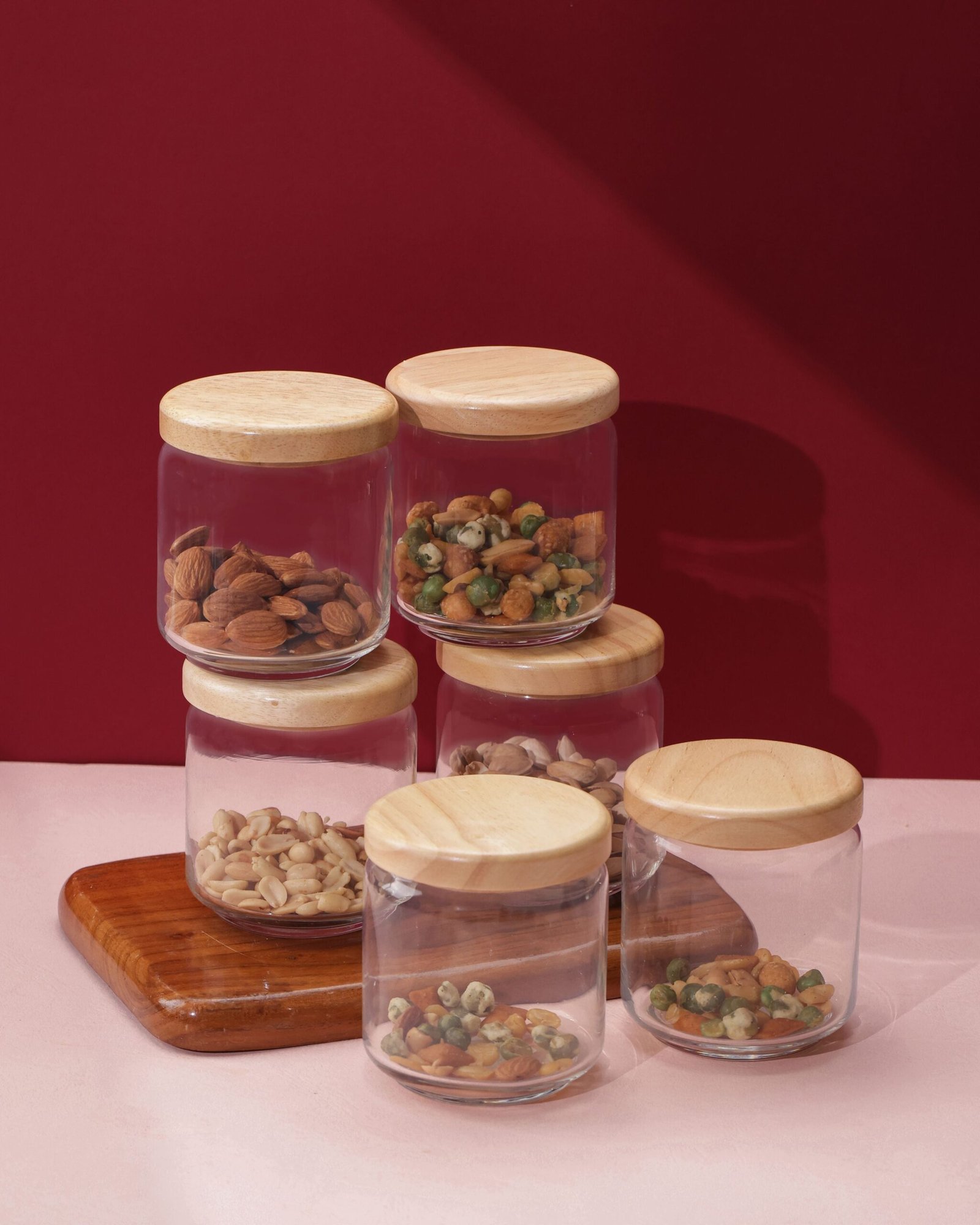 Pop Jars with Wooden Lid, 500ml (Set of 6)