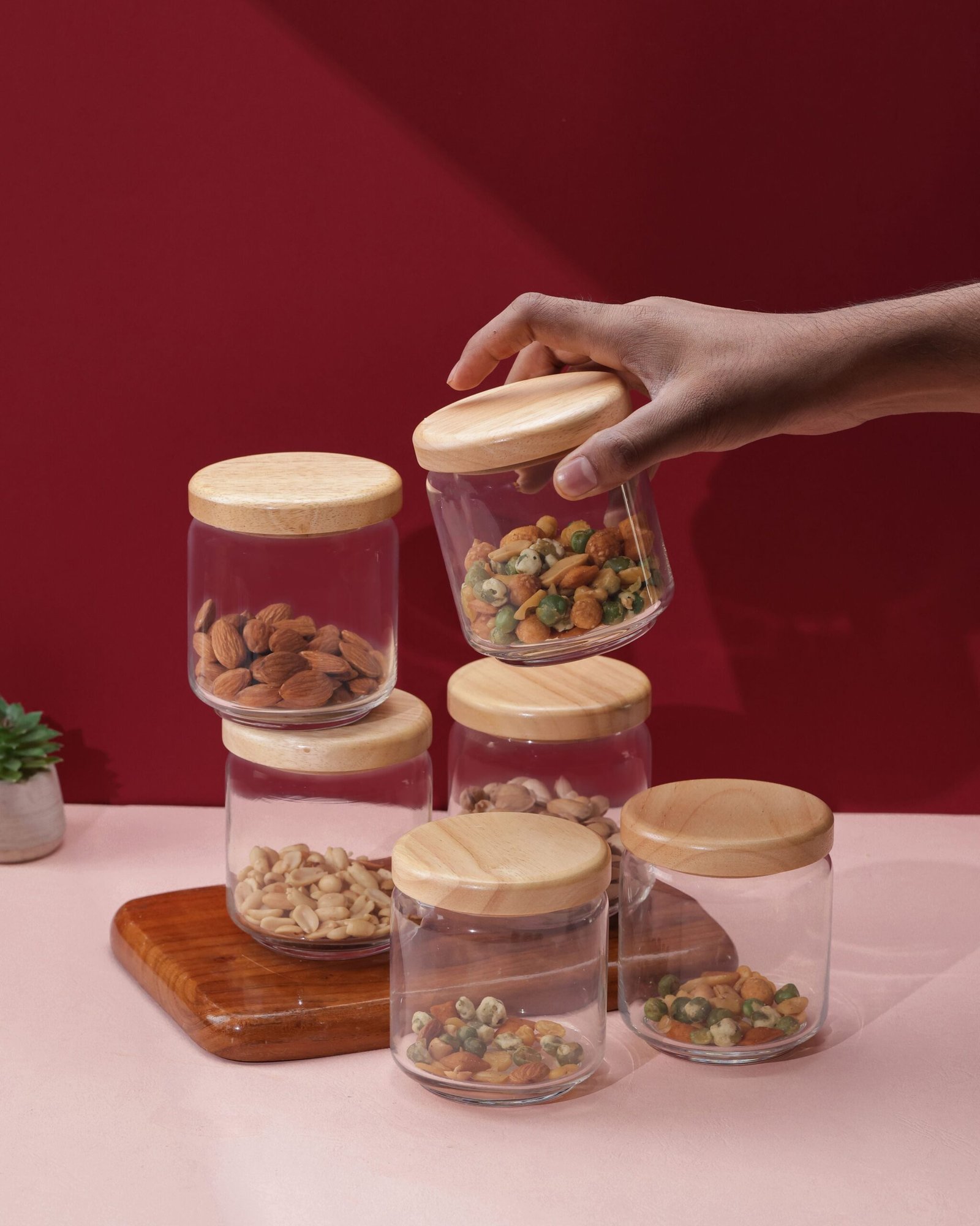Pop Jars with Wooden Lid, 500ml (Set of 6) - Image 3
