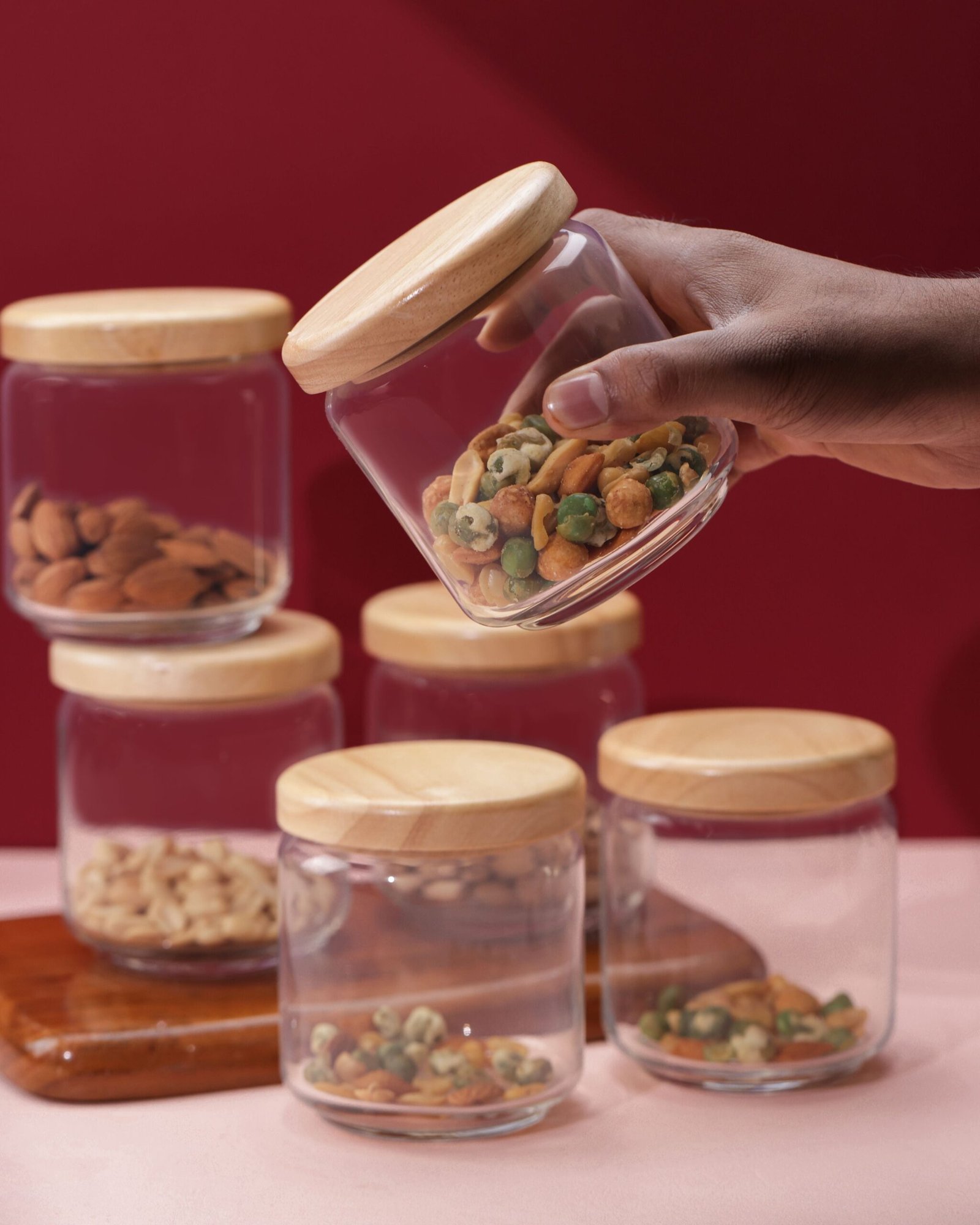 Pop Jars with Wooden Lid, 500ml (Set of 6) - Image 4