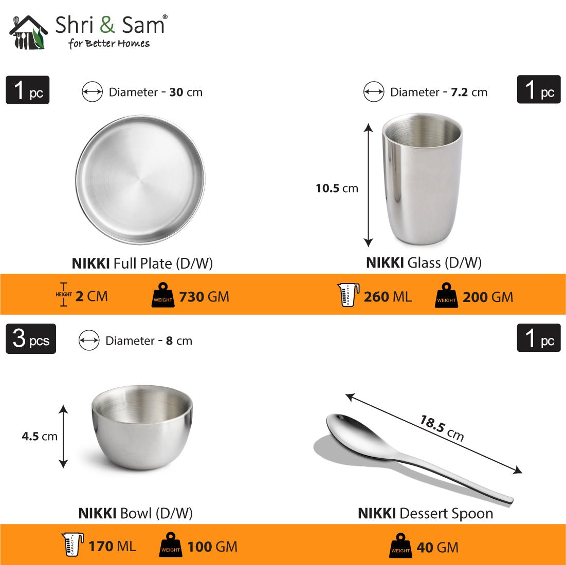 Stainless Steel Double Wall Thali Set Nikki - Image 3