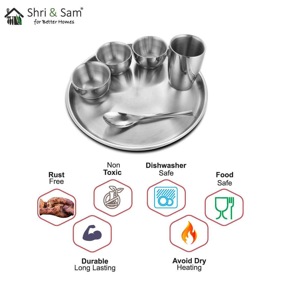 Stainless Steel Double Wall Thali Set Nikki - Image 4