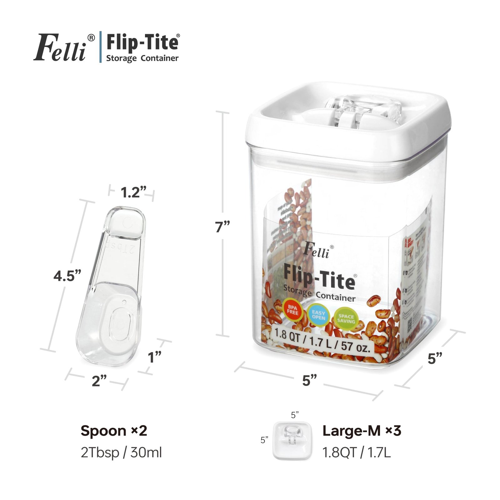 Felli Flip Tite 5" Large-M 3pk + Scoop Set - Image 4