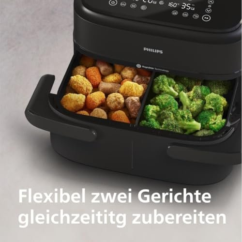 Philips 1000 Series Airfryer Double Drawer with Removable Divider - 7.1L, RapidAir Technology, 10 Cooking Modes, 90% Less Fat, Compact Design, HomeID Application (NA154/00) - Image 4