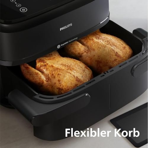 Philips 1000 Series Airfryer Double Drawer with Removable Divider - 7.1L, RapidAir Technology, 10 Cooking Modes, 90% Less Fat, Compact Design, HomeID Application (NA154/00) - Image 2