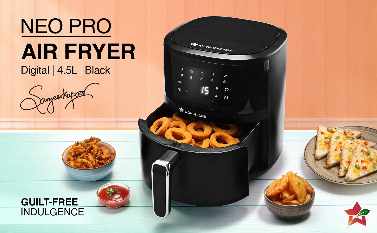 Neo Pro 4.5L Digital Air Fryer | 1300W | 10 Preset Menus | 90% less fat | Rapid Air 360° Circulation Technology | Temperature & Timer Control | Cool Touch Handle | Black | 2-Year Warranty - Image 11