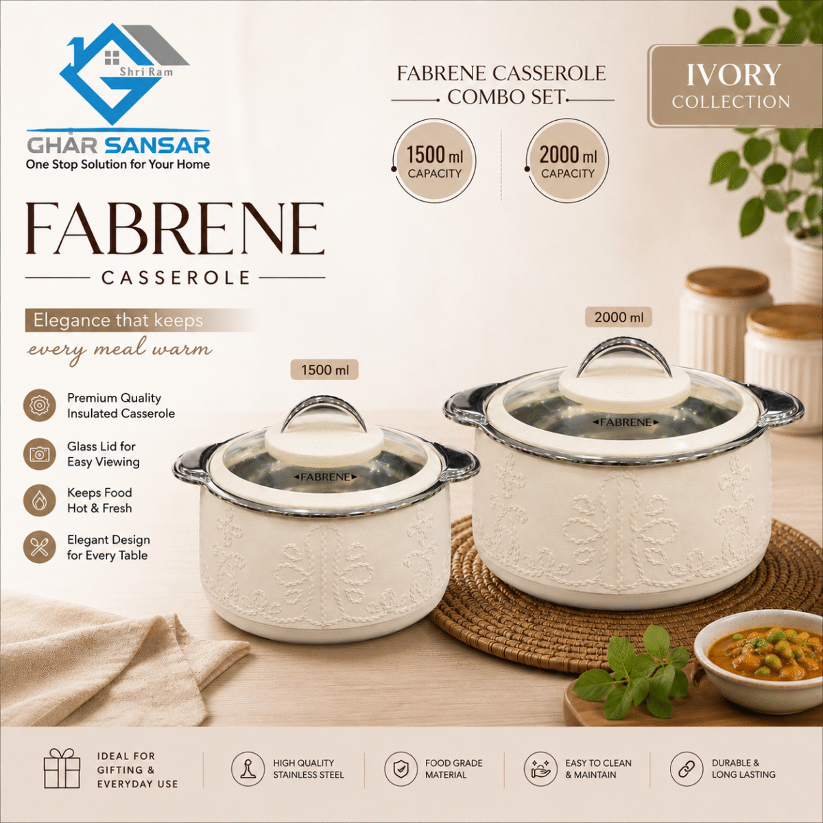 Fabrene Casserole Combo 1500 ml + 2000 ml