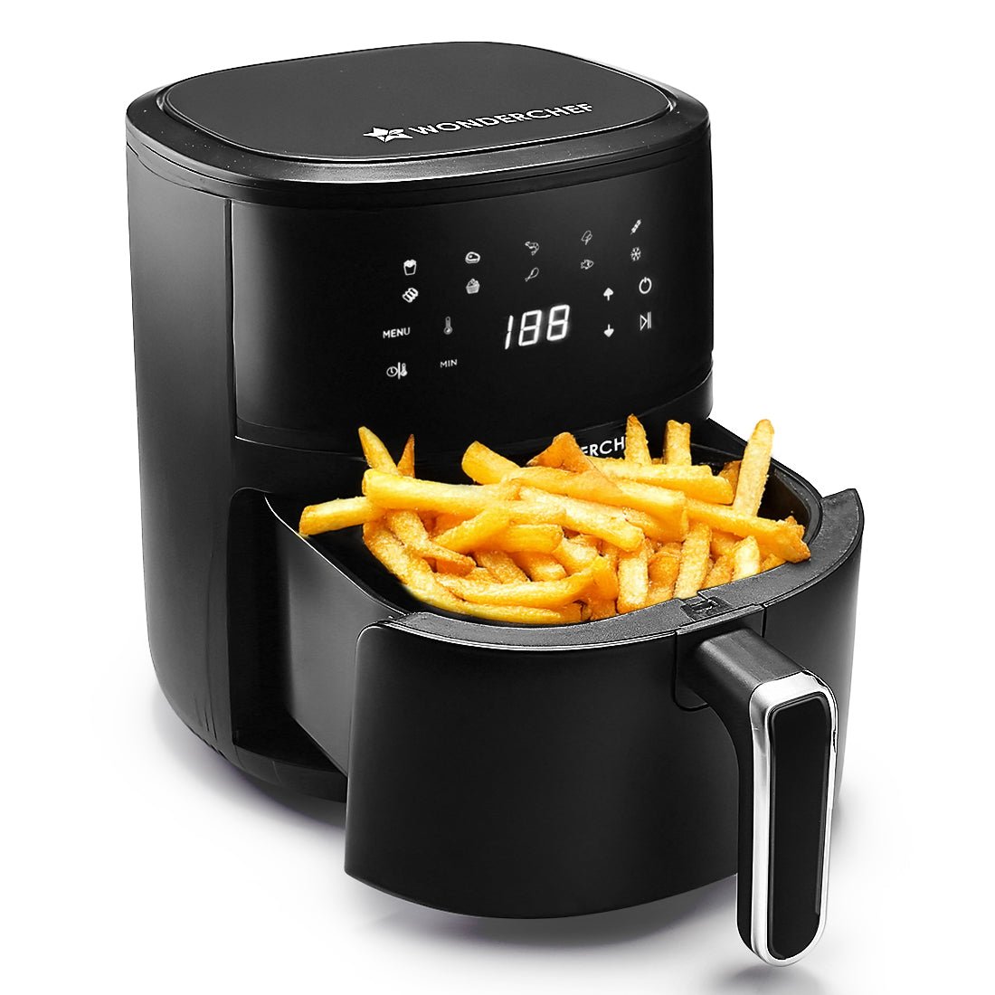 Neo Pro 4.5L Digital Air Fryer | 1300W | 10 Preset Menus | 90% less fat | Rapid Air 360° Circulation Technology | Temperature & Timer Control | Cool Touch Handle | Black | 2-Year Warranty
