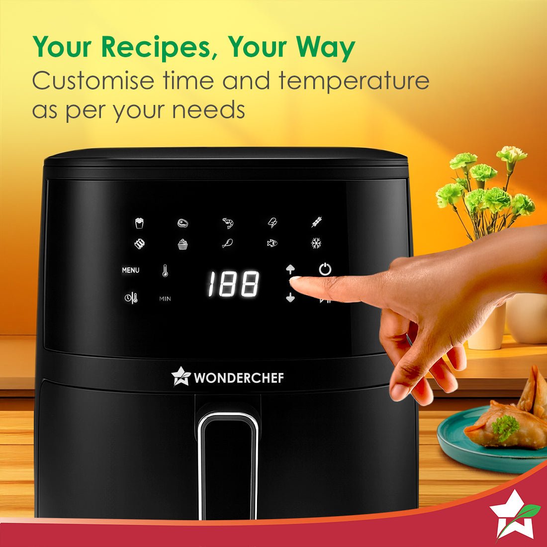Neo Pro 4.5L Digital Air Fryer | 1300W | 10 Preset Menus | 90% less fat | Rapid Air 360° Circulation Technology | Temperature & Timer Control | Cool Touch Handle | Black | 2-Year Warranty - Image 5