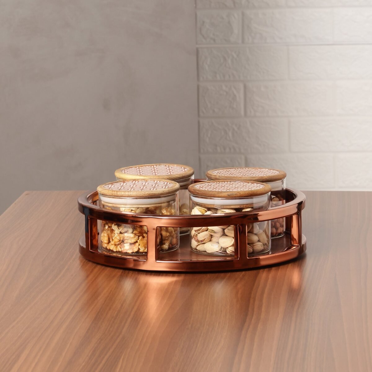 Metalica 4 Jar Round Dry Fruit Set