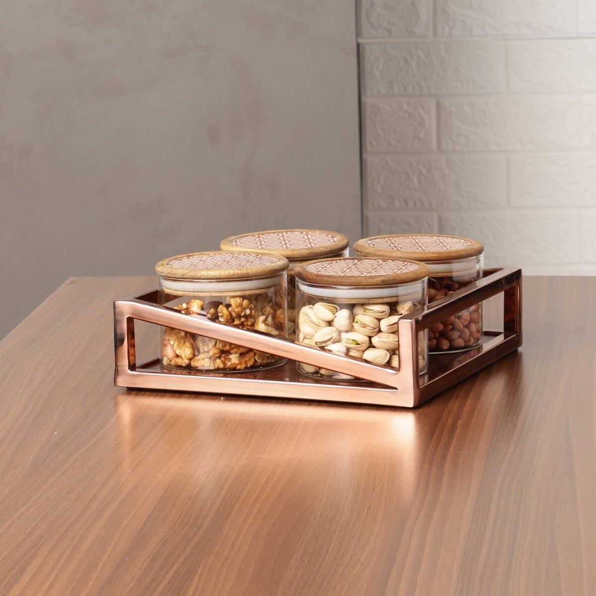 Metalica 4 Jar Square Dry Fruit Set