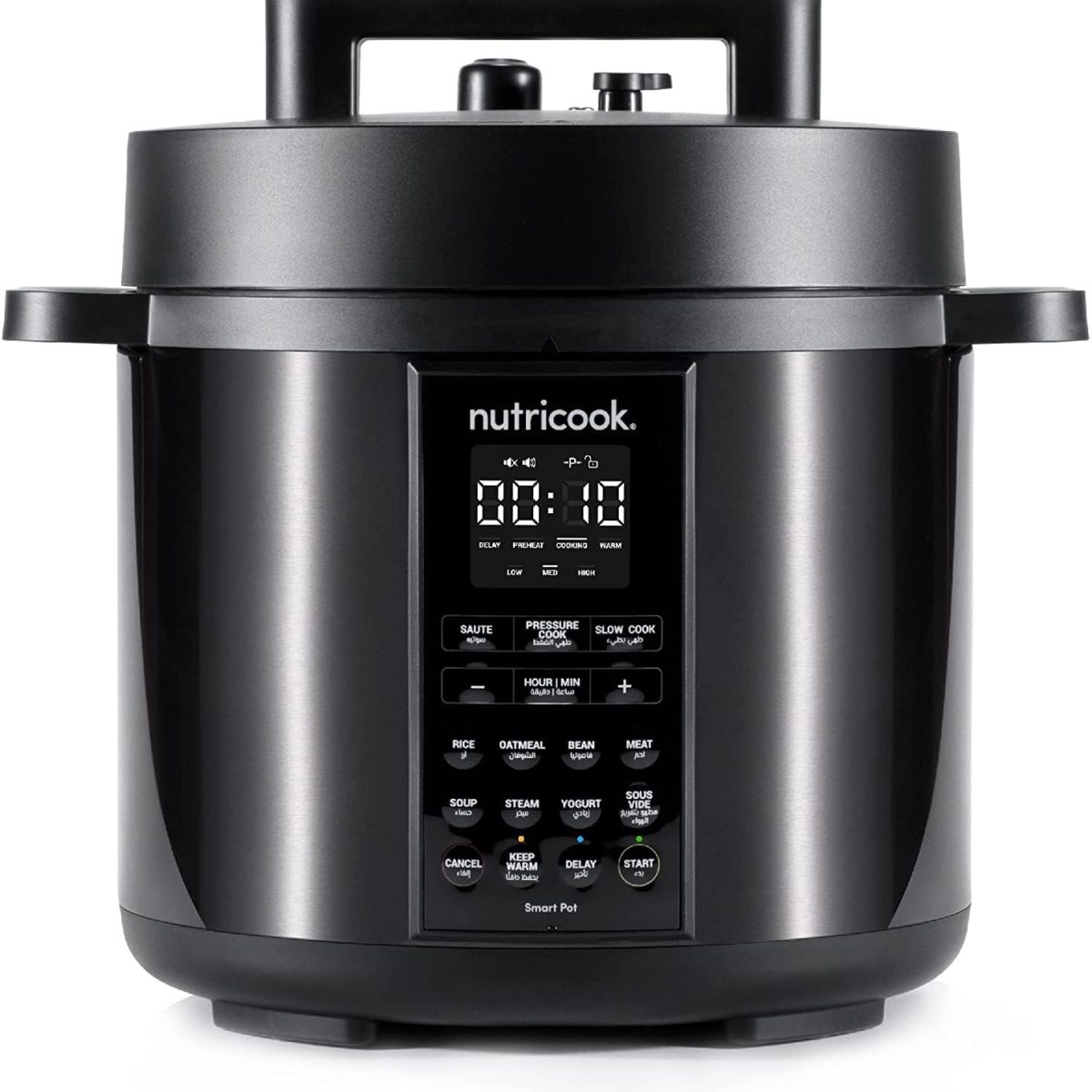 Nutricook Smart Pot 2 Stainless Steel 6 QT (5.7L), 1000W 9-in-1 Instant Programmable Electric Pressure Cooker, Slow Cooker, Rice Cooker, Steamer, Sauté Pot, Sous Vide, Smart Lid, 2-Year Warranty